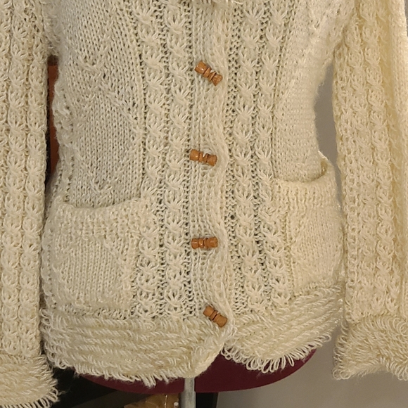 Vtg. 70's Handmade Wool Cardigan - Picture 2 of 6